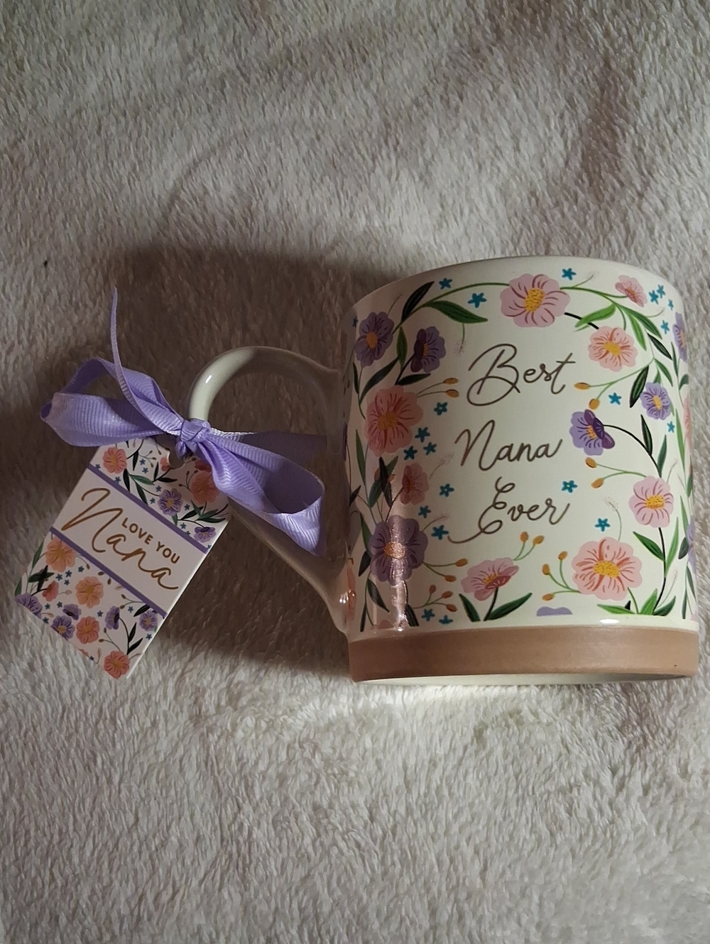 Best Nana Ever Floral Ceramic Mug - Pink & Purple